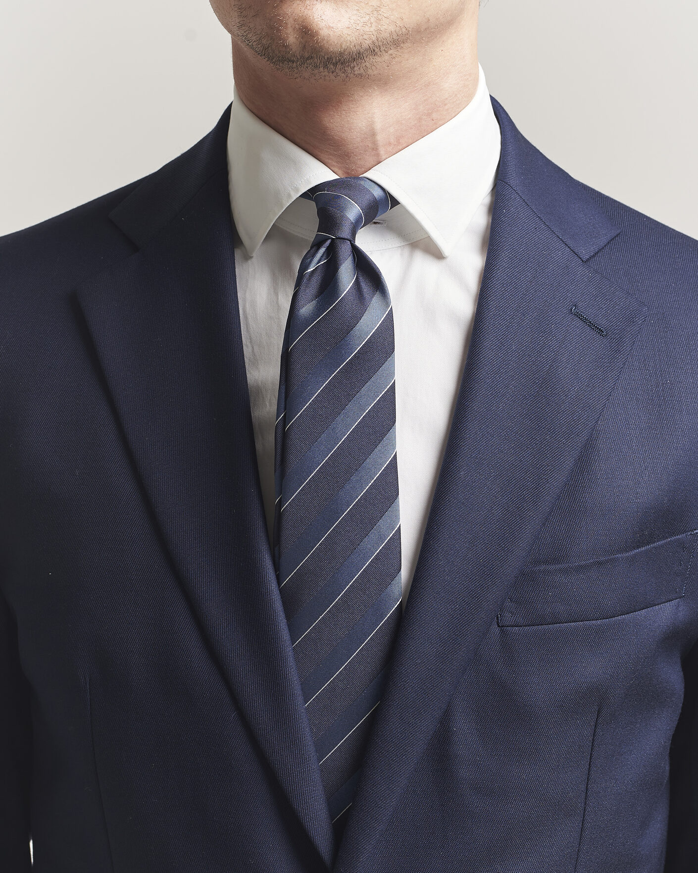 Homme | Cravates | Canali | Regimental Stripe Silk Tie Navy/Blue