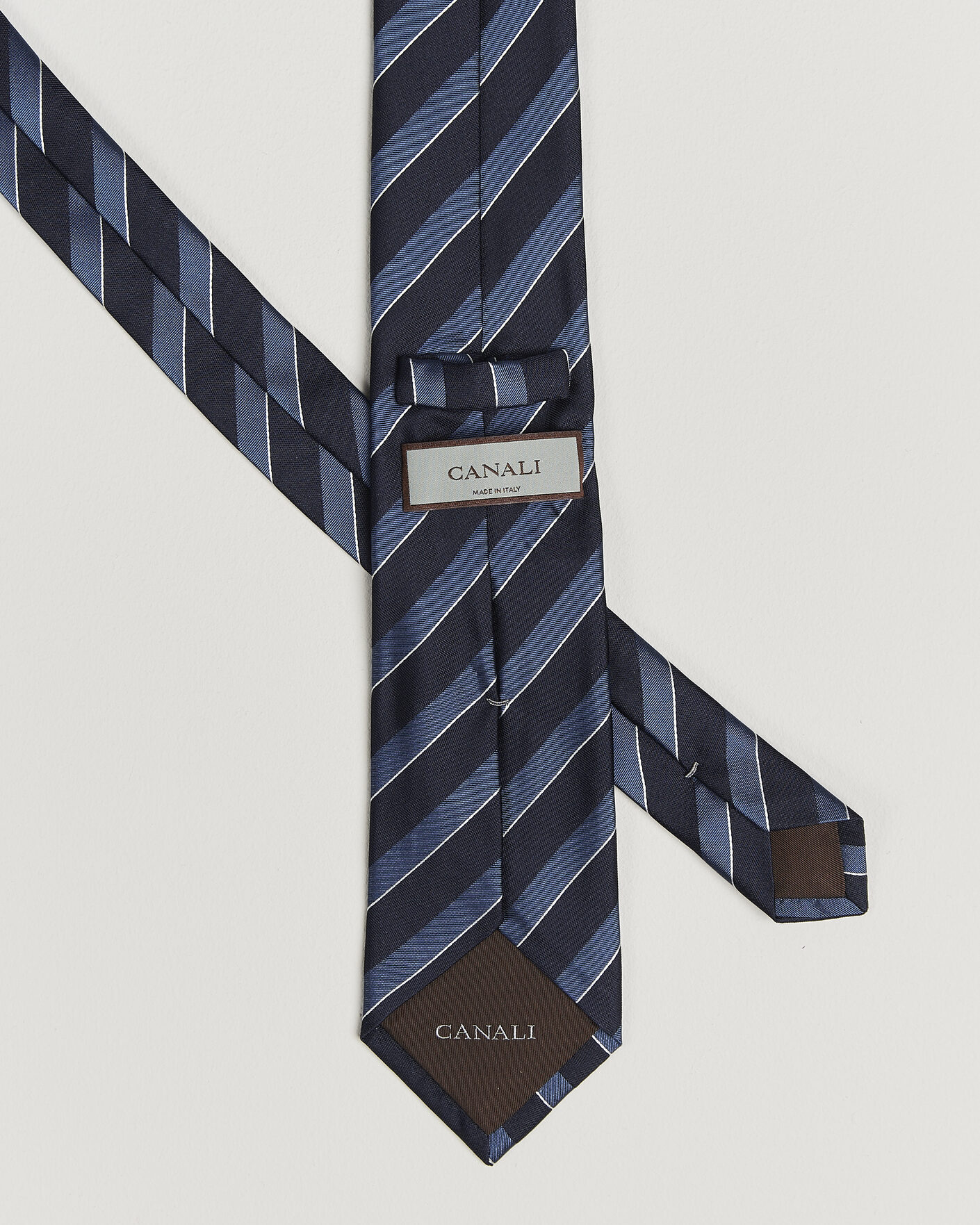 Homme | Cravates | Canali | Regimental Stripe Silk Tie Navy/Blue
