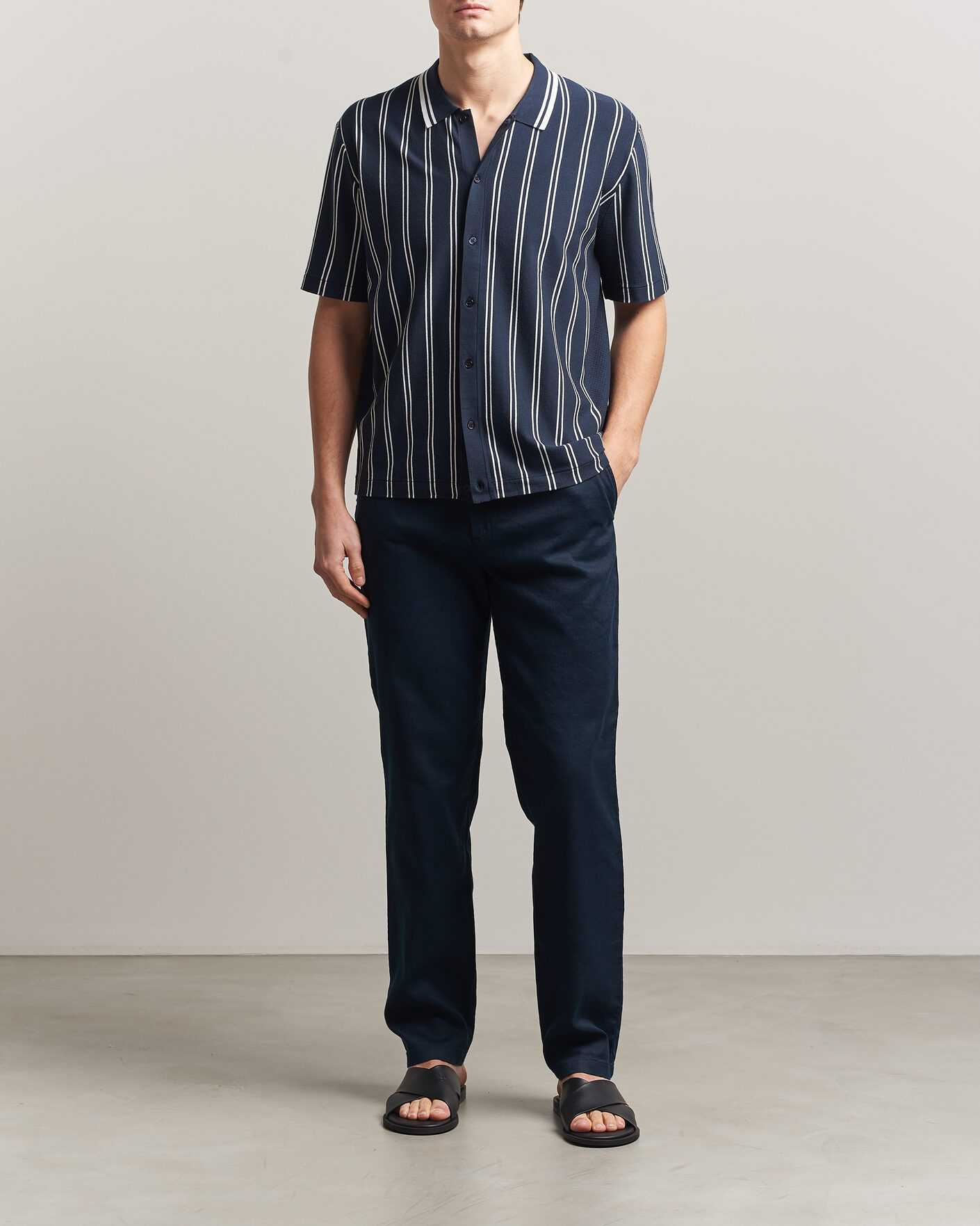 Homme | Pantalons | J.Lindeberg | Logan Stretch Linen Pants JL Navy