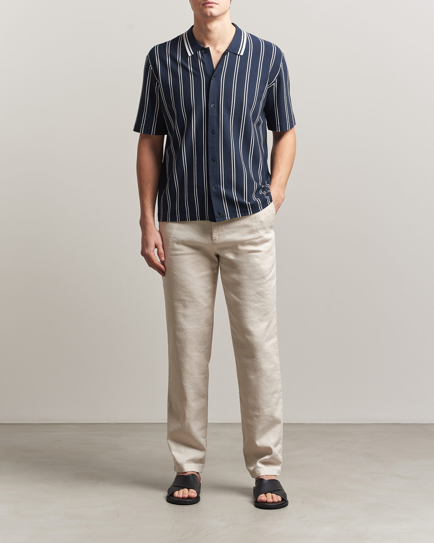 Homme | Pantalons | J.Lindeberg | Logan Stretch Linen Pants Moonbeam