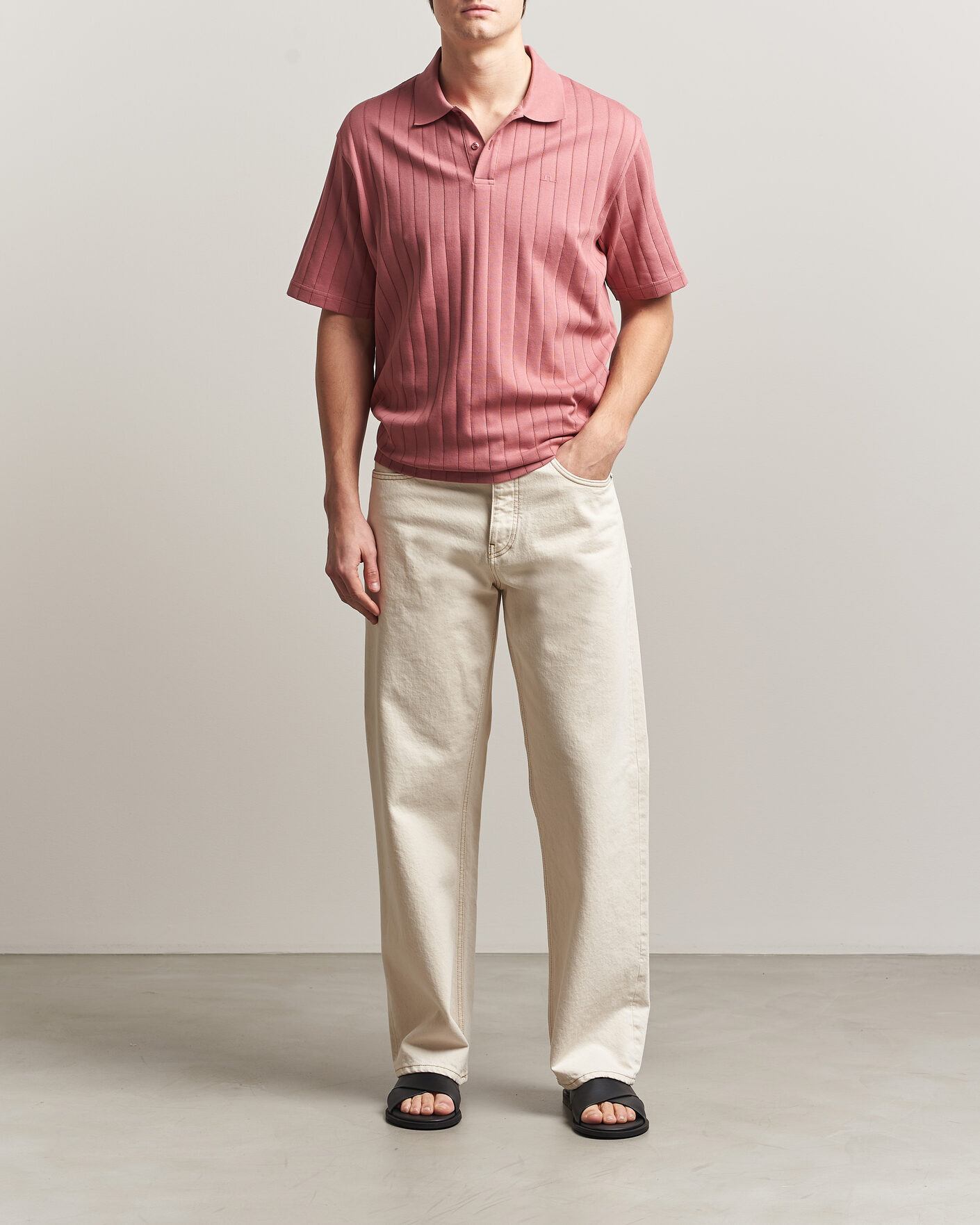 Homme | Polos | J.Lindeberg | Simon Striped Polo Withered Rose