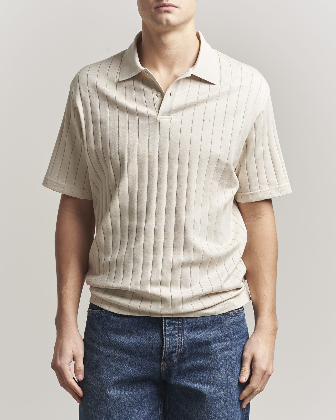 Homme | Polos | J.Lindeberg | Simon Striped Polo Moonbeam