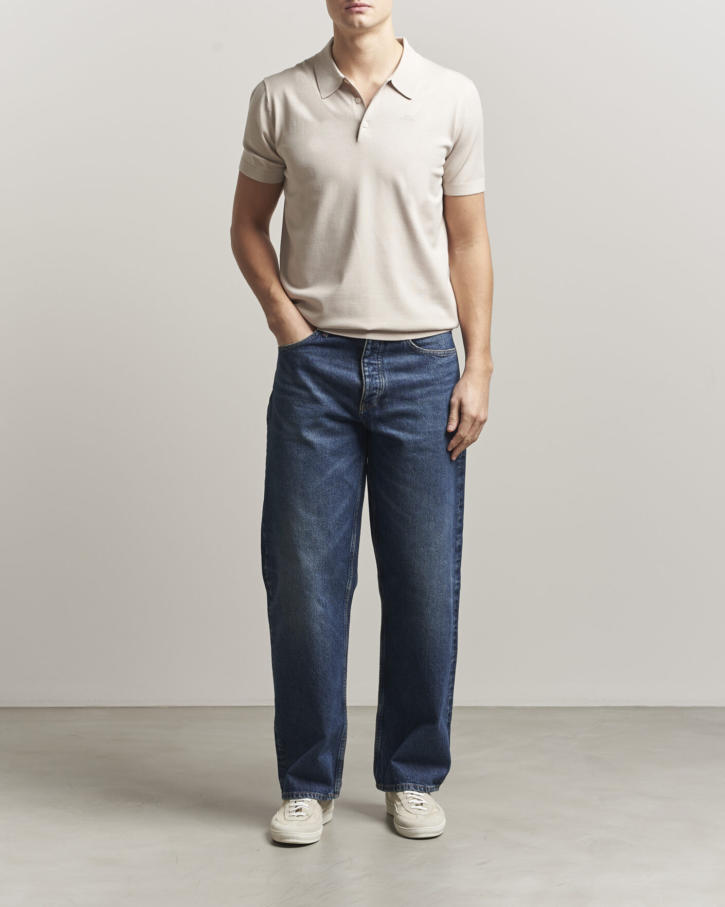 Homme | Polos | J.Lindeberg | Ridge Knitted Polo Moonbeam