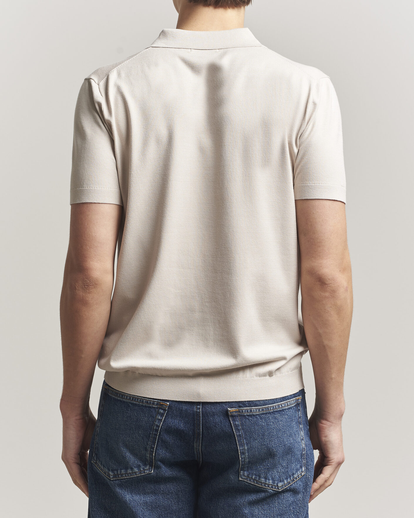 Homme | Polos | J.Lindeberg | Ridge Knitted Polo Moonbeam