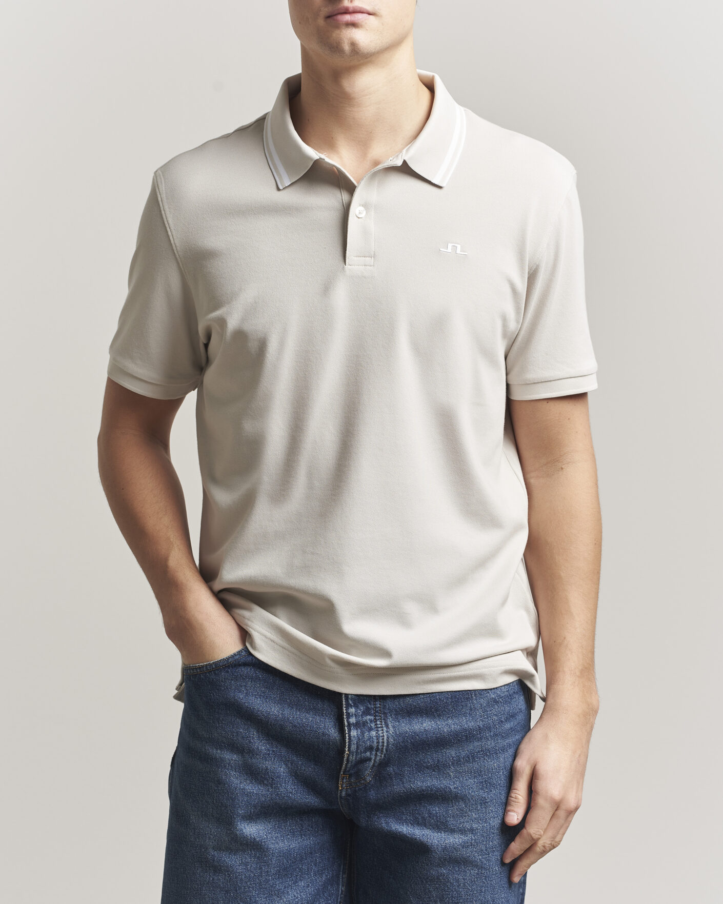 Homme | Polos | J.Lindeberg | Joey Tipping Polo Moonbeam
