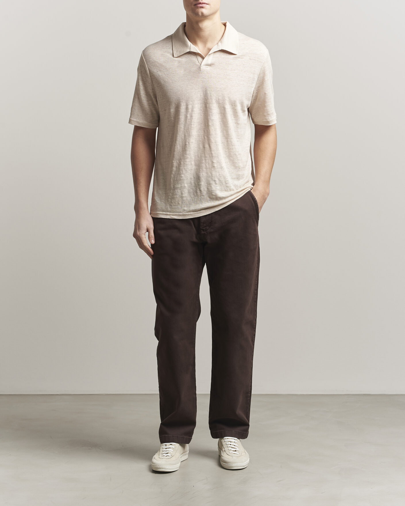 Homme | Polos | J.Lindeberg | Roy Linen Polo Moonbeam