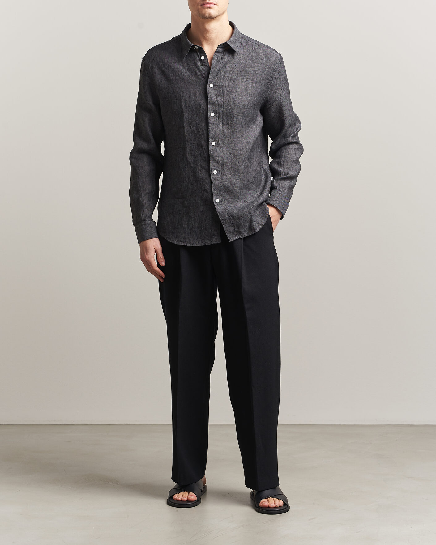 Homme | Chemises | J.Lindeberg | Marlon Linen Melange Shirt Black