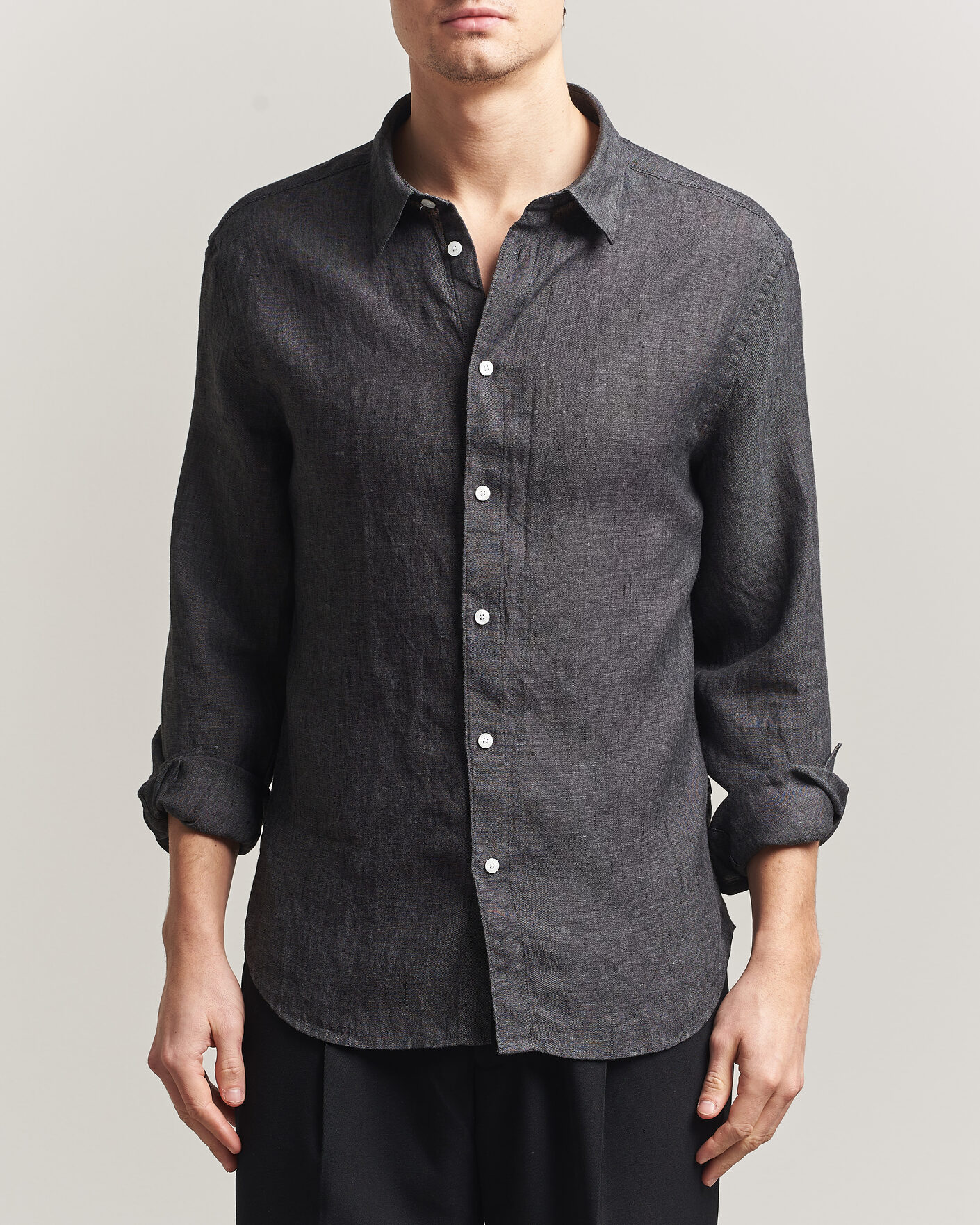 Homme | Chemises | J.Lindeberg | Marlon Linen Melange Shirt Black