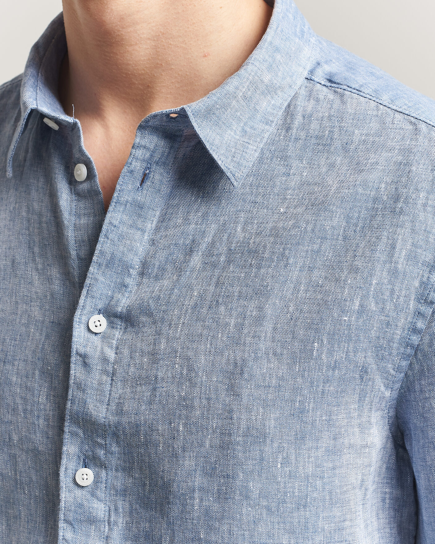 Homme | Chemises | J.Lindeberg | Marlon Linen Melange Shirt Federal Blue