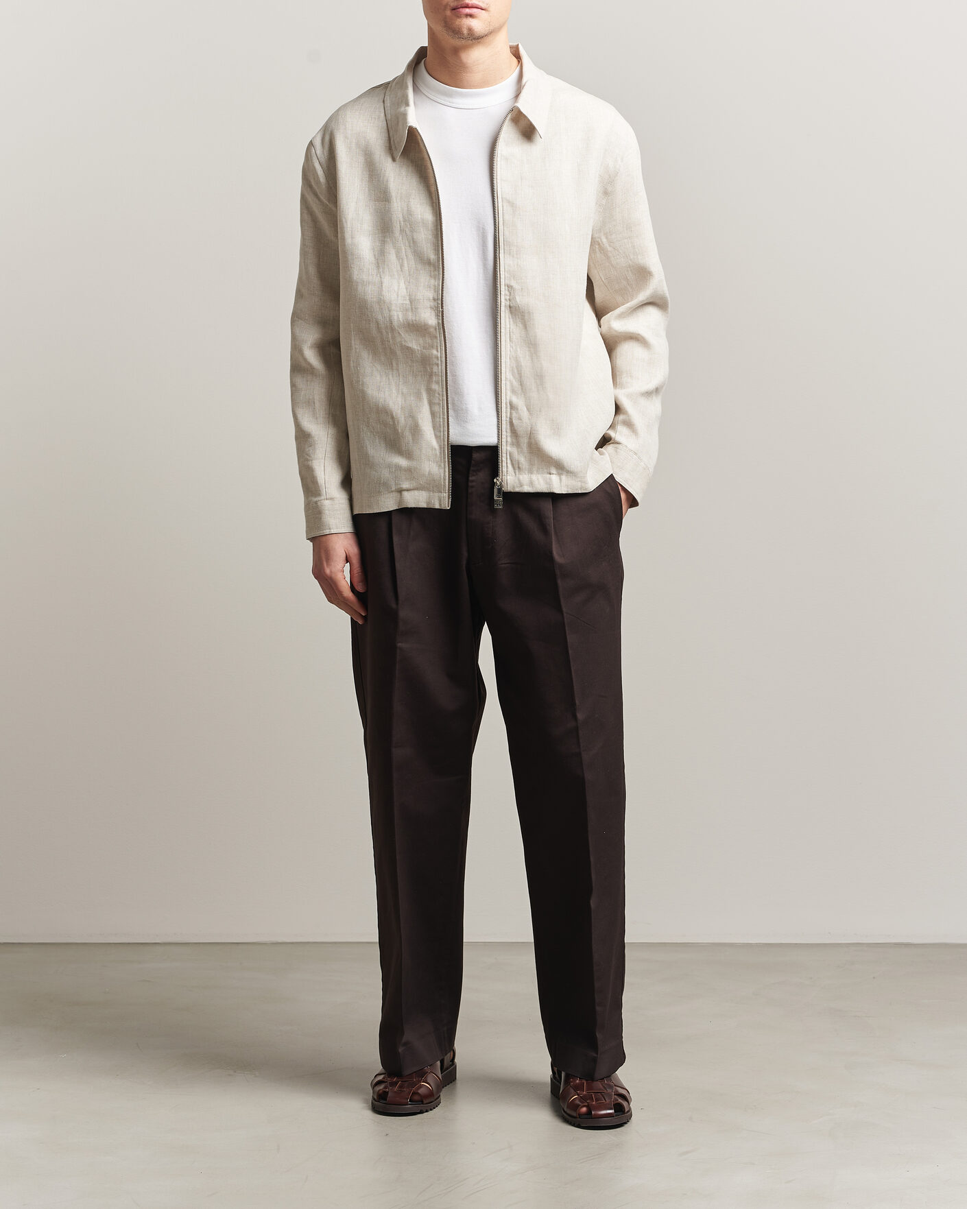 Homme | Chemises | J.Lindeberg | Julius Drape Linen Overshirt Moonbeam