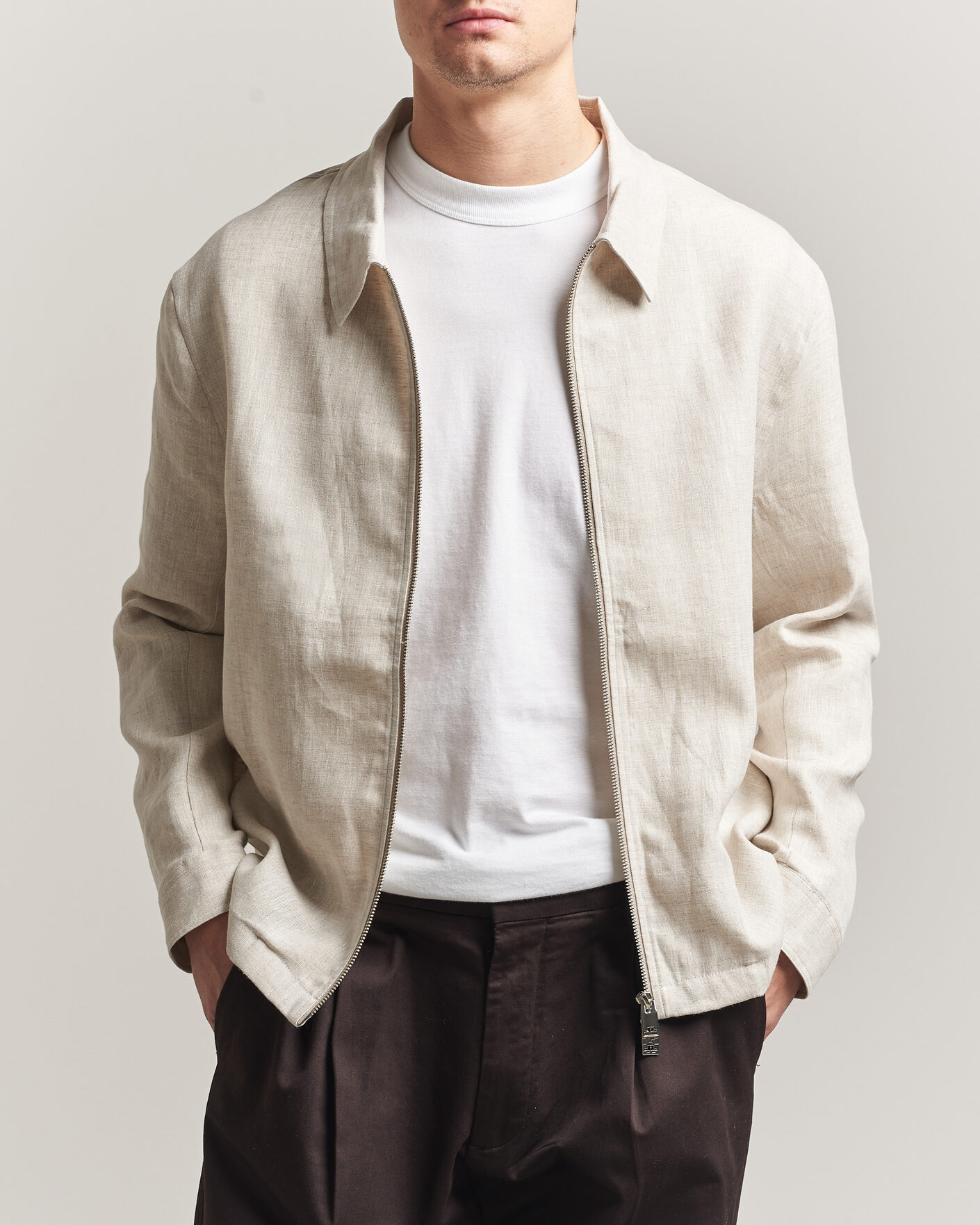 Homme | Chemises | J.Lindeberg | Julius Drape Linen Overshirt Moonbeam