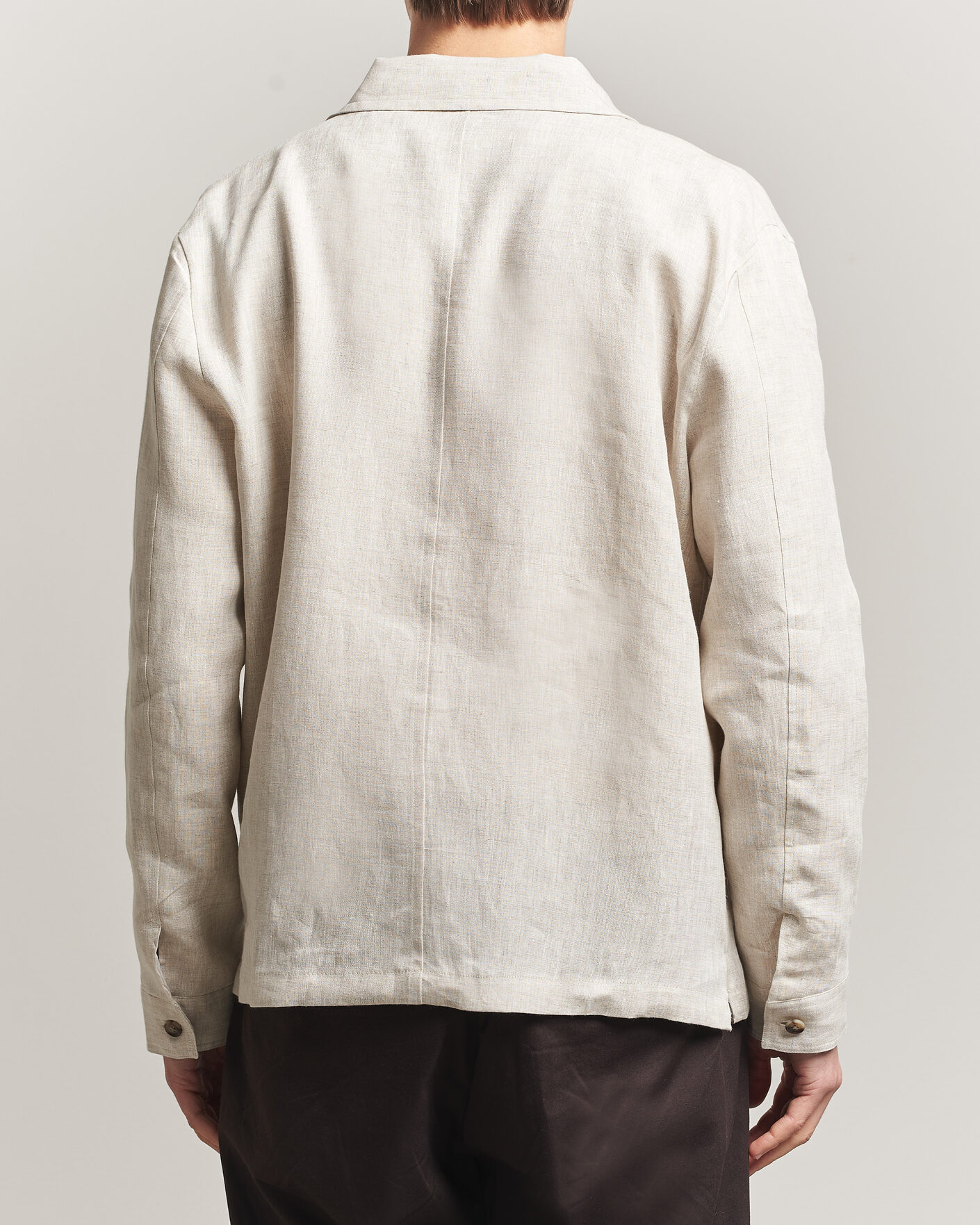 Homme | Chemises | J.Lindeberg | Julius Drape Linen Overshirt Moonbeam