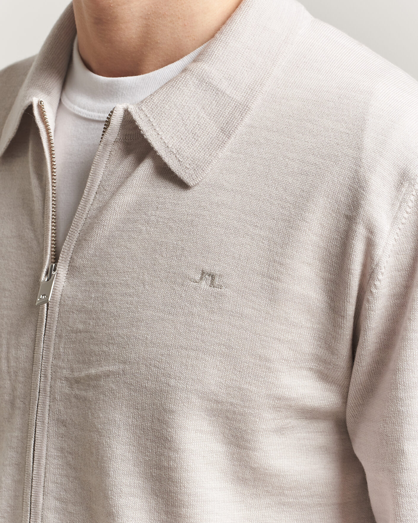 Homme | Pulls Et Tricots | J.Lindeberg | Kaleb Merino Cardigan Moonbeam Melange