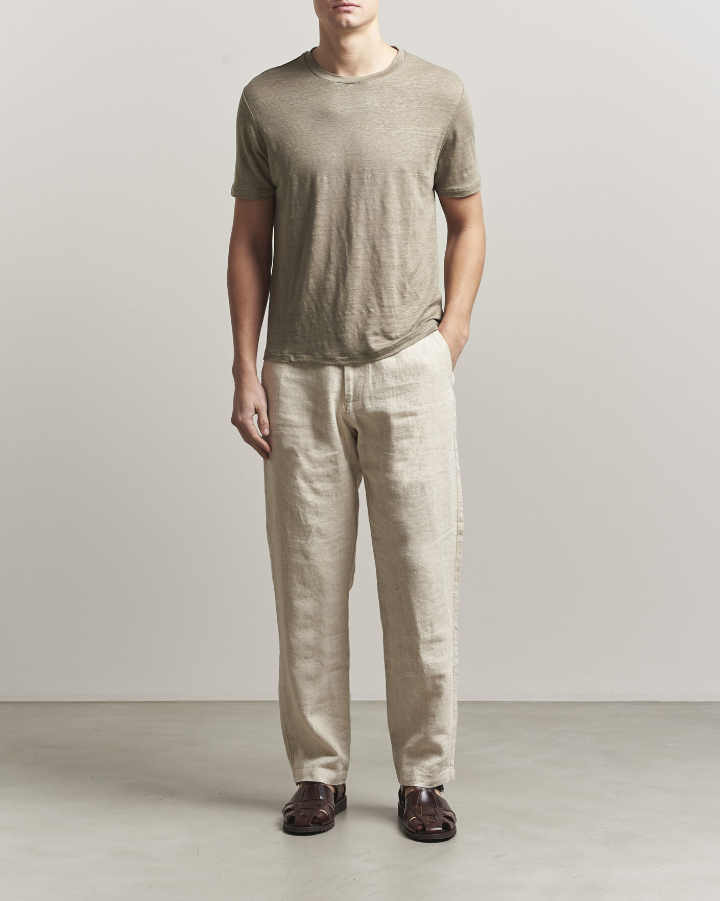 Homme | T-shirts | J.Lindeberg | Coma Linen T-Shirt Brindle