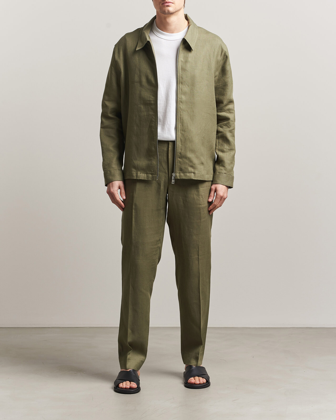 Homme | Pantalons | J.Lindeberg | Soren Drape Linen Pants Kalamata