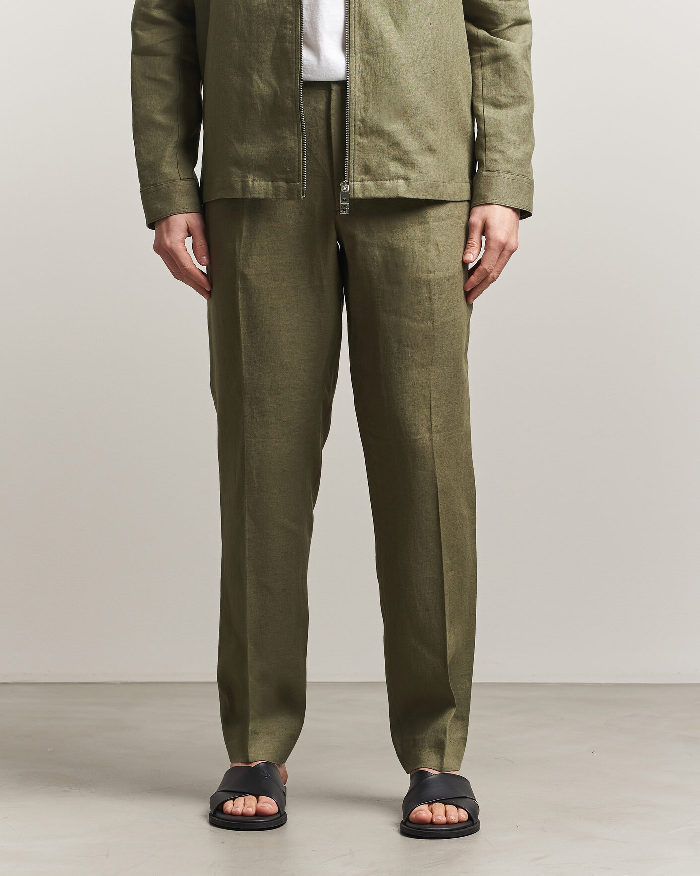 Homme | Pantalons | J.Lindeberg | Soren Drape Linen Pants Kalamata