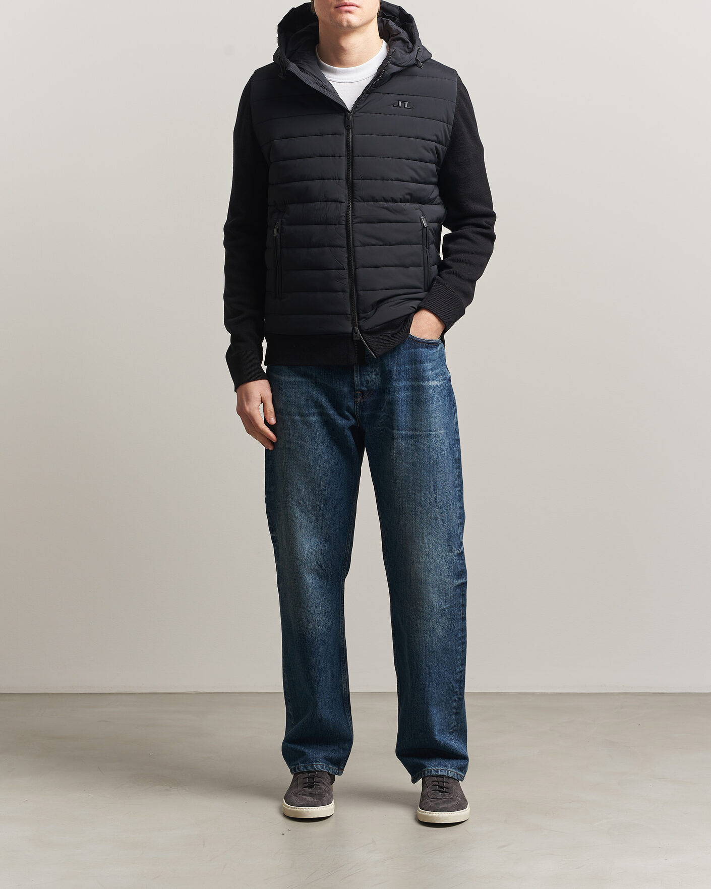 Homme | Manteaux Et Vestes | J.Lindeberg | Ebbe Hybrid Knit Hoodie Black