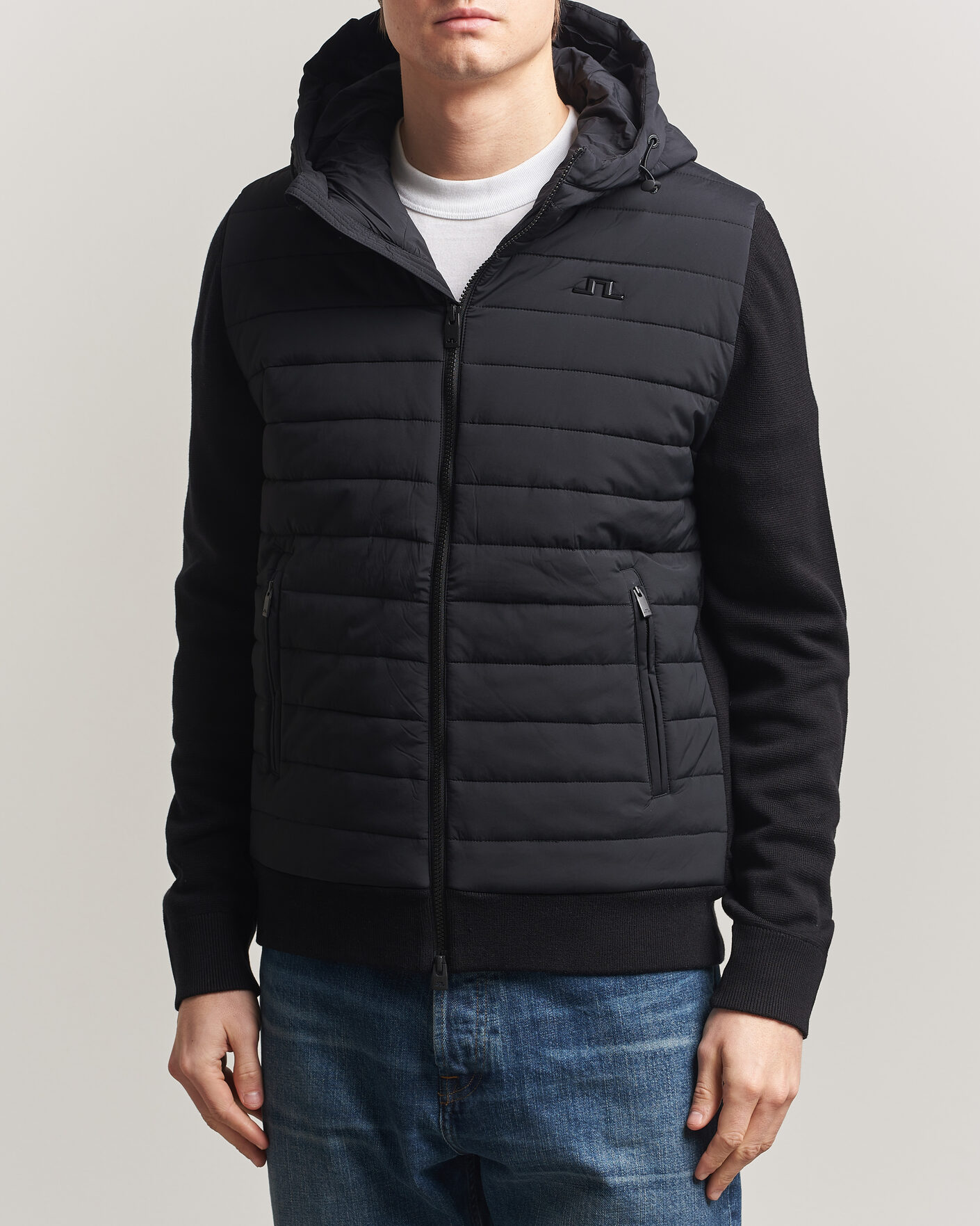 Homme | Manteaux Et Vestes | J.Lindeberg | Ebbe Hybrid Knit Hoodie Black