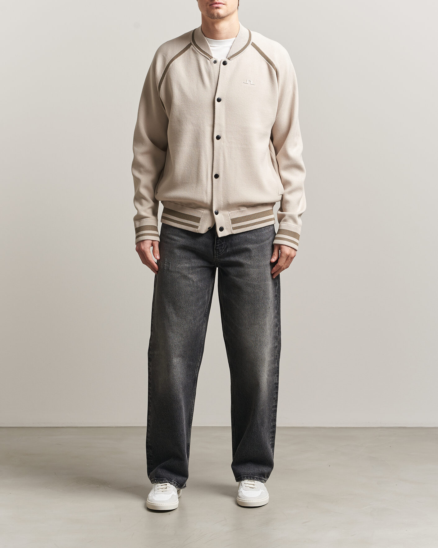 Homme | Manteaux Et Vestes | J.Lindeberg | Stanley Jacquard Knit Bomber Moonbeam