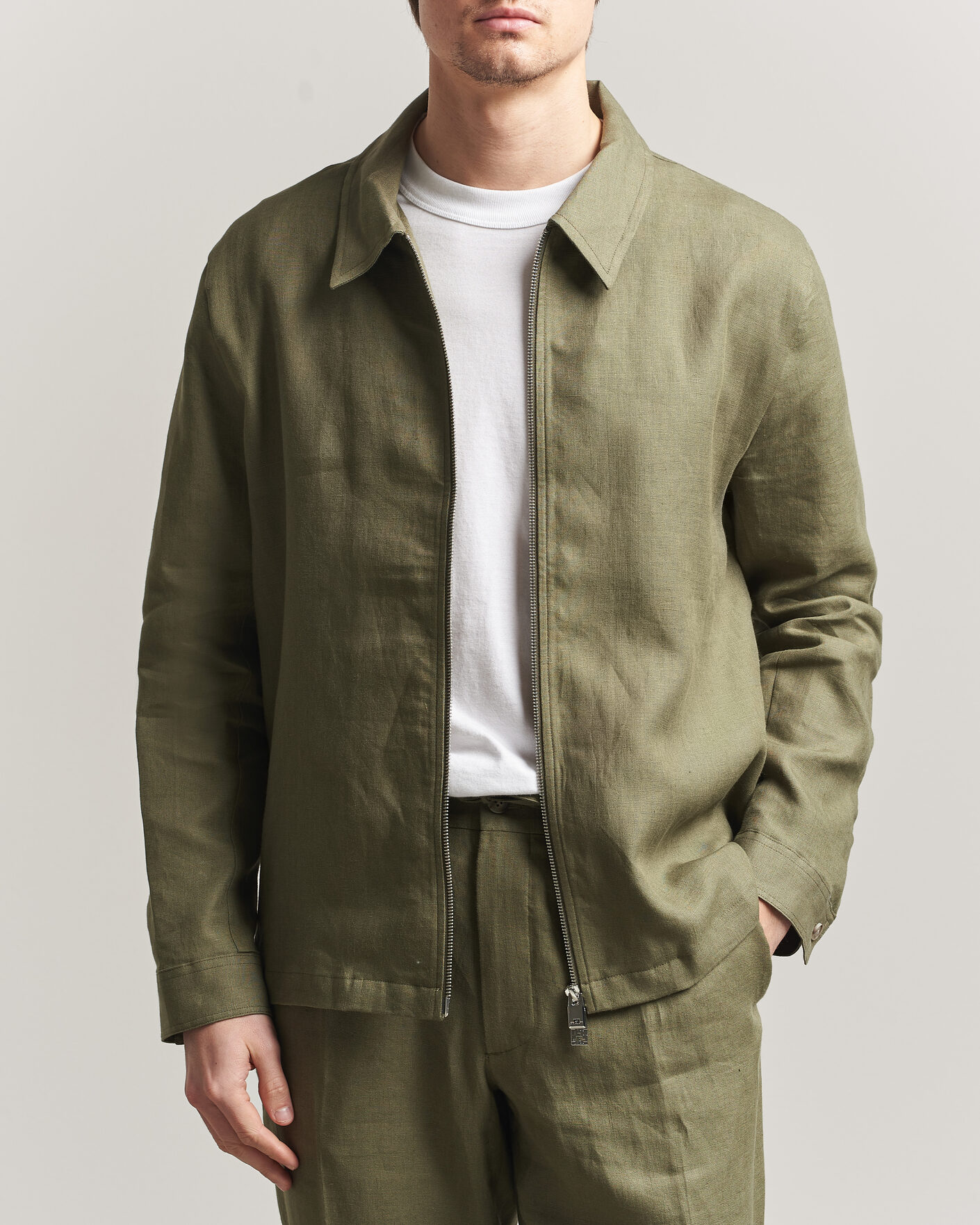 Homme | Chemises | J.Lindeberg | Julius Drape Linen Overshirt Kalamata