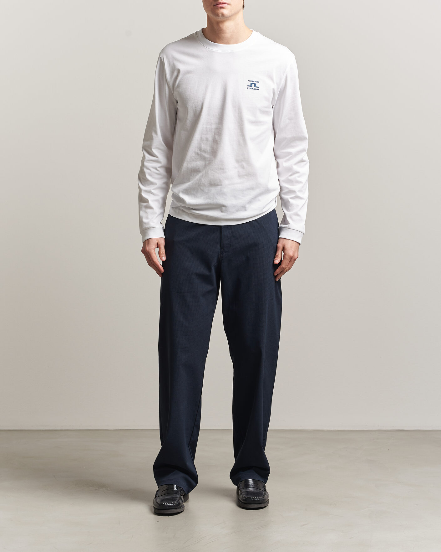 Homme | T-shirts | J.Lindeberg | Parcie Long Sleeve T-Shirt White