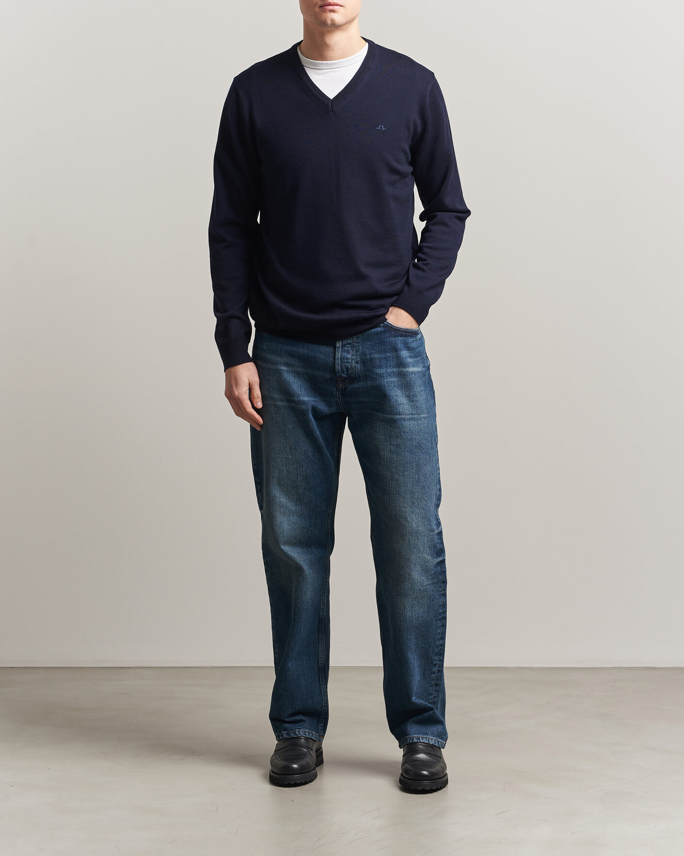 Homme | Pulls Et Tricots | J.Lindeberg | Lymann Merino V-Neck Pullover JL Navy