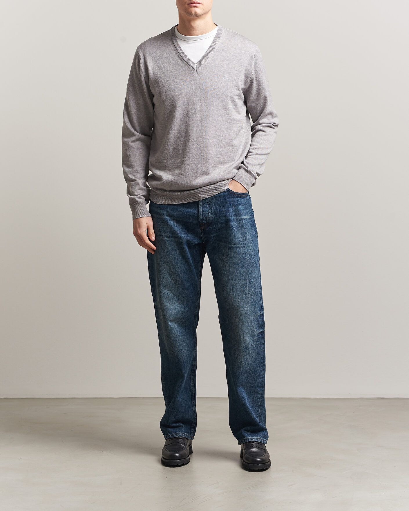 Homme | Pulls Et Tricots | J.Lindeberg | Lymann Merino V-Neck Pullover Light Grey Melange
