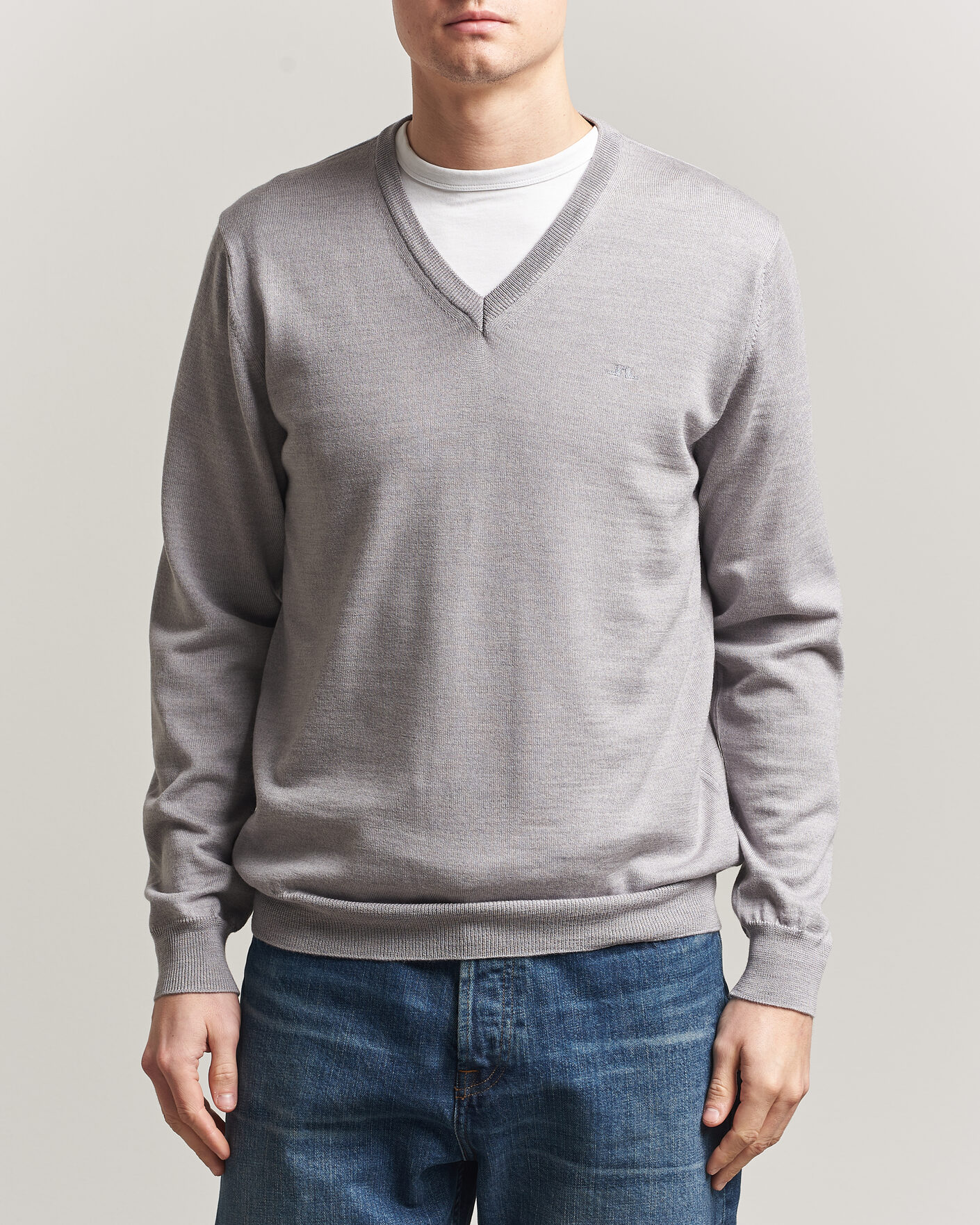 Homme | Pulls Et Tricots | J.Lindeberg | Lymann Merino V-Neck Pullover Light Grey Melange