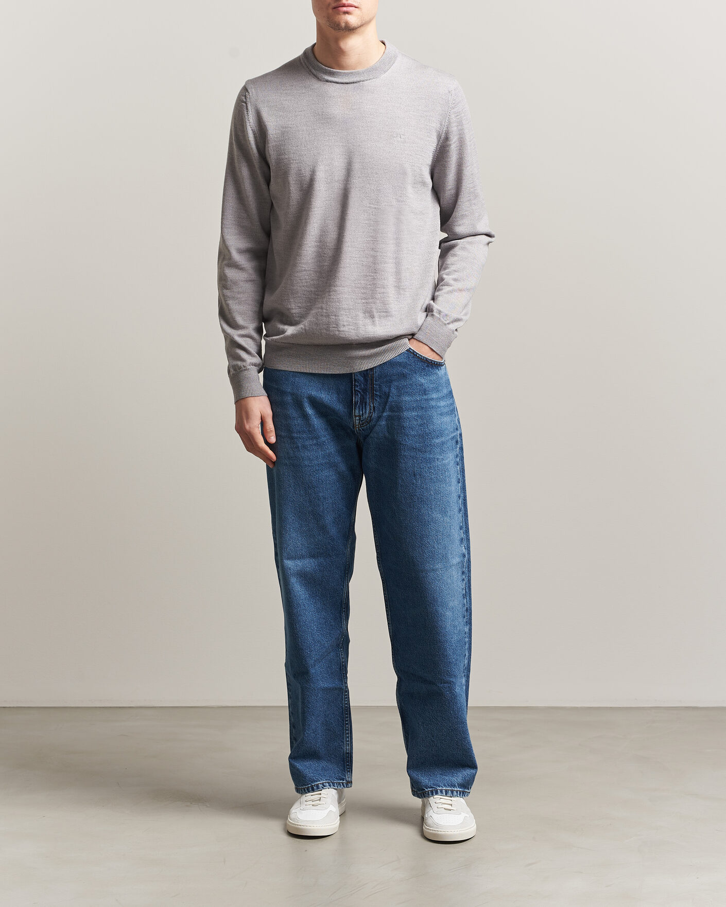 Homme | Pulls Et Tricots | J.Lindeberg | Keane Merino Crew Neck Pullover Light Grey Melange