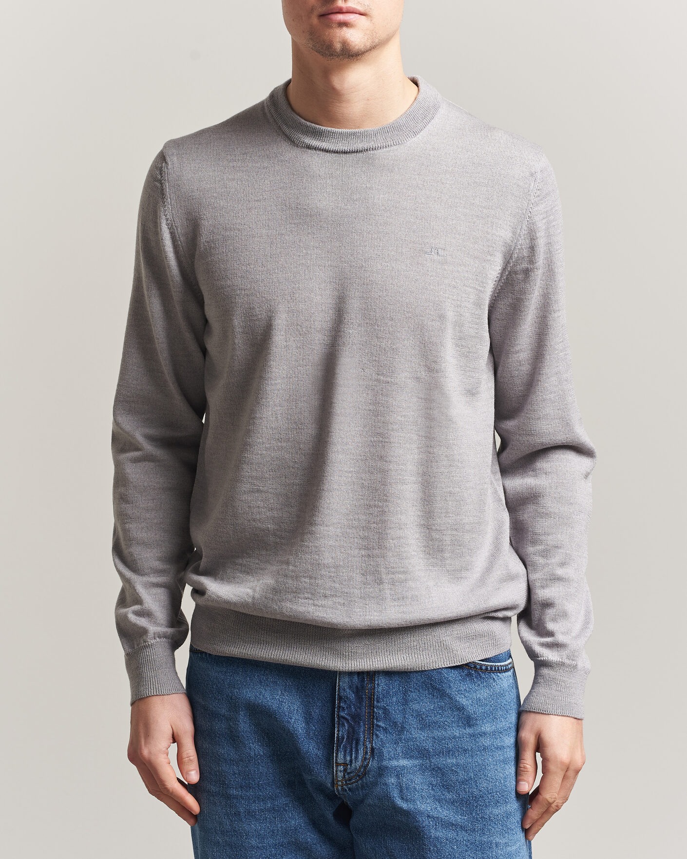 Homme | Pulls Et Tricots | J.Lindeberg | Keane Merino Crew Neck Pullover Light Grey Melange