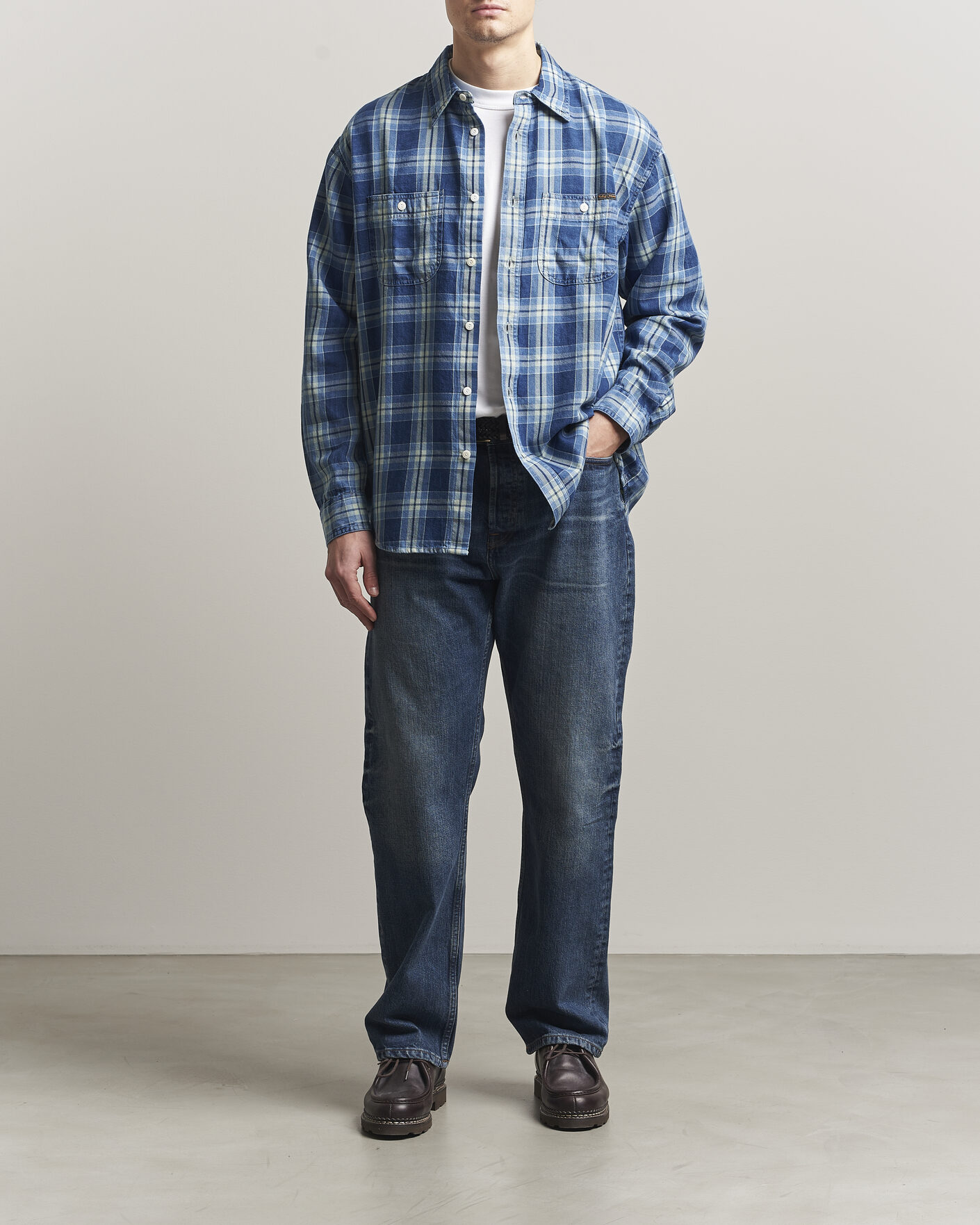 Homme | Chemises | Nudie Jeans | Julian Checked Worker Shirt Indigo