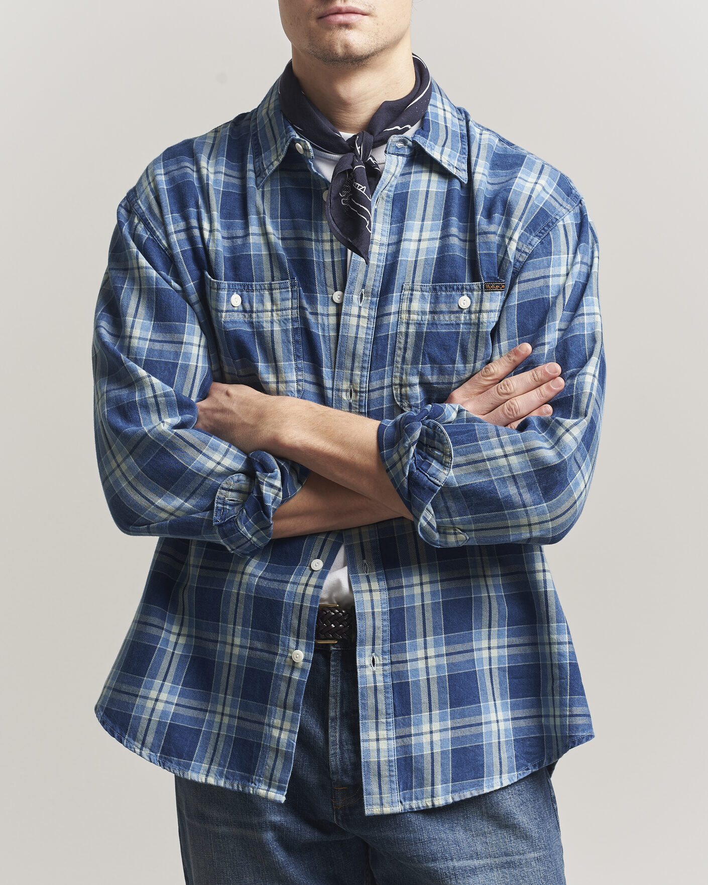 Homme | Chemises | Nudie Jeans | Julian Checked Worker Shirt Indigo
