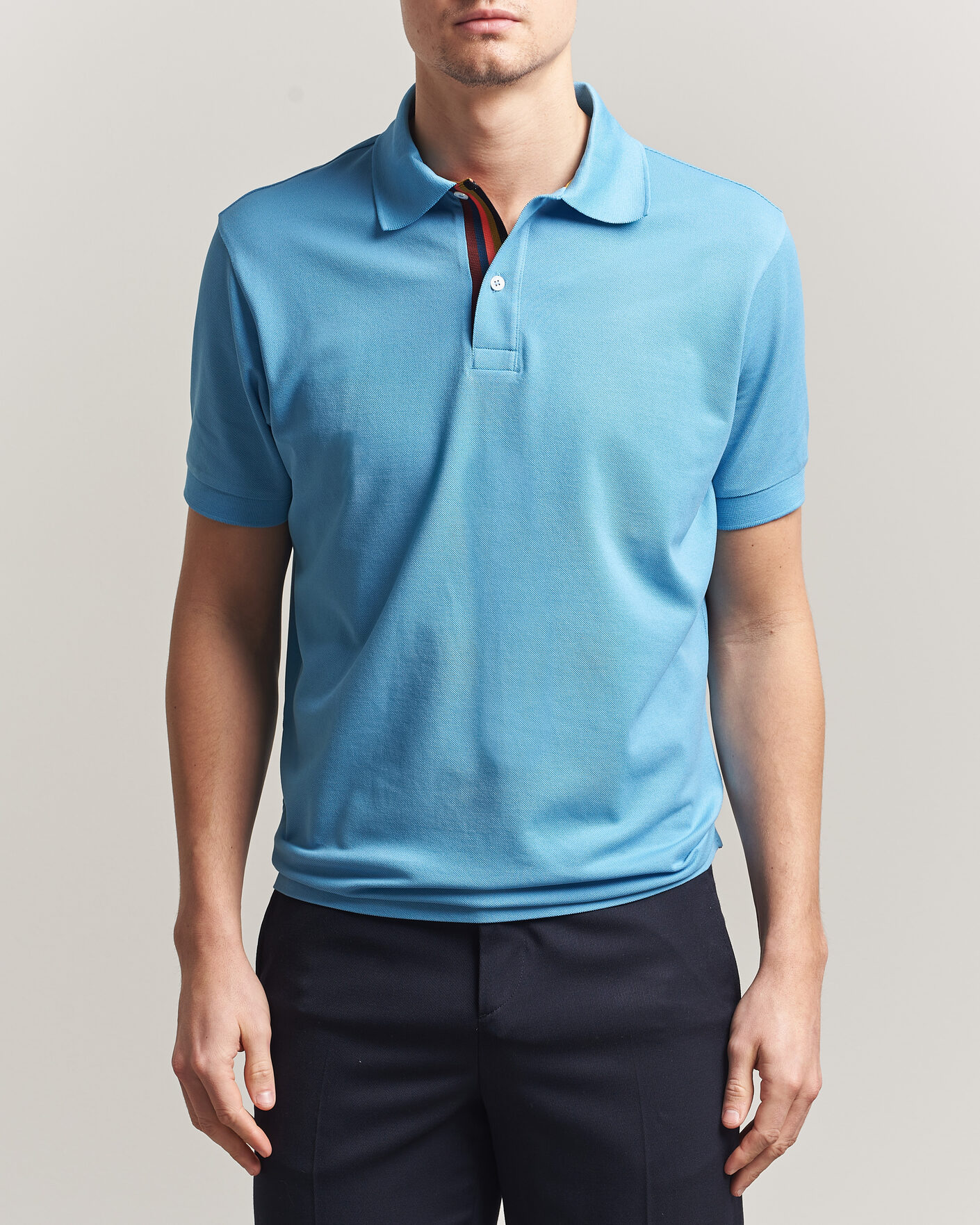 Homme | Polos | Paul Smith | Placket Stripe Polo Blue