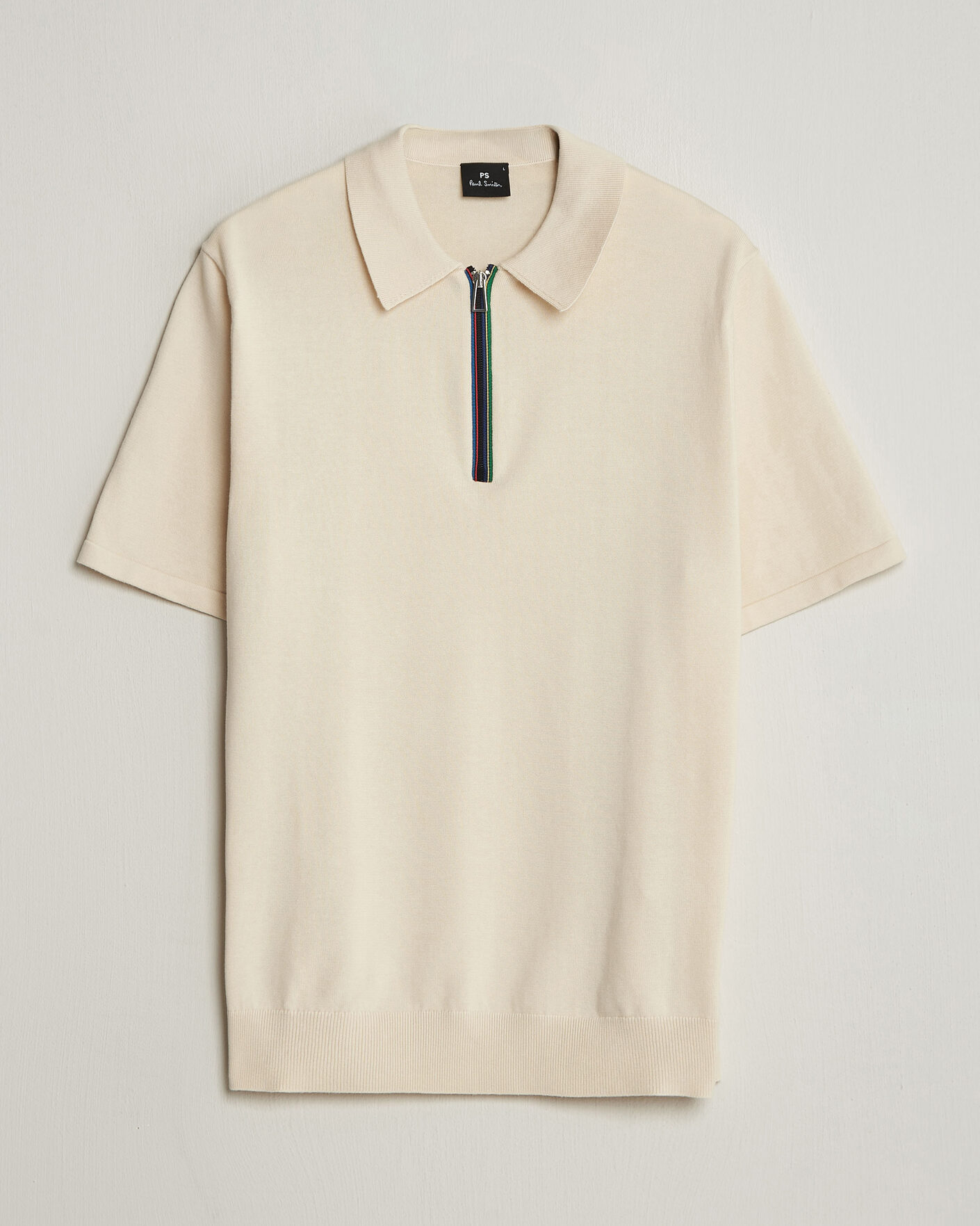 Homme | Polos | PS Paul Smith | Cotton Knitted Half Zip Polo Off White
