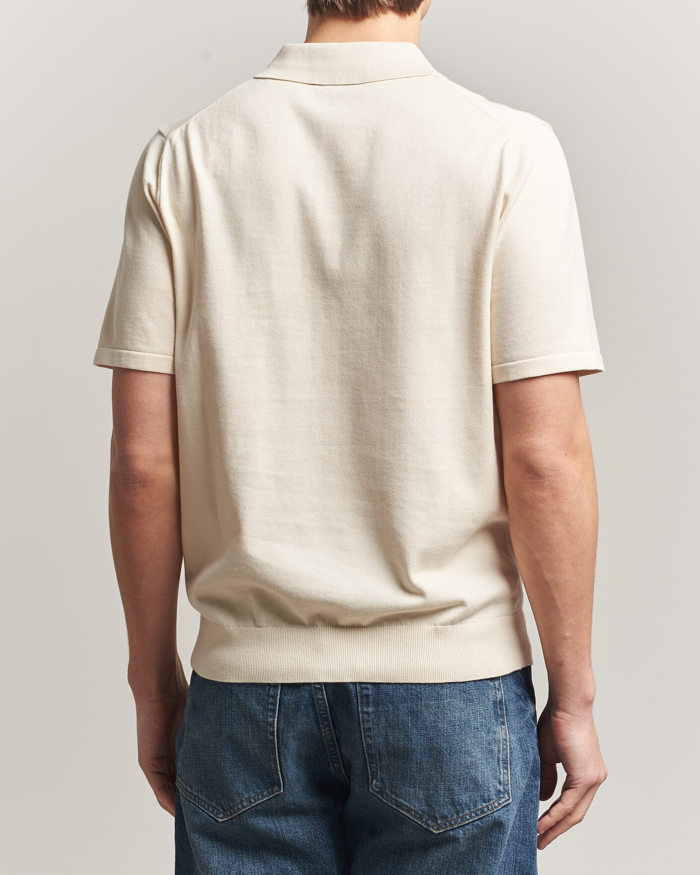 Homme | Polos | PS Paul Smith | Cotton Knitted Half Zip Polo Off White