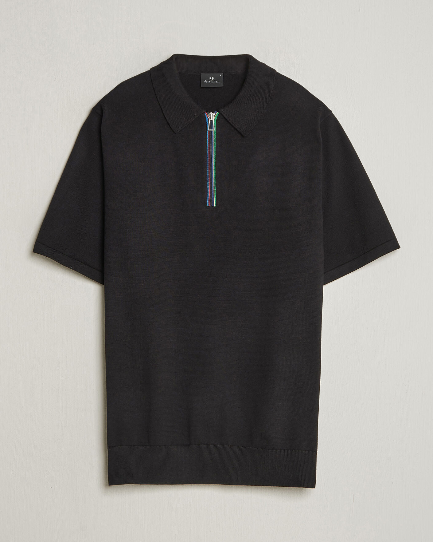 Homme | Polos | PS Paul Smith | Cotton Knitted Half Zip Polo Black