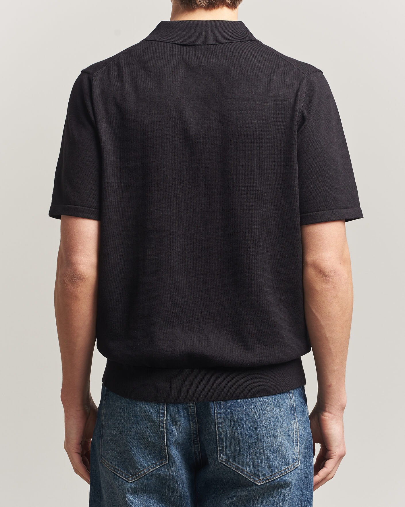Homme | Polos | PS Paul Smith | Cotton Knitted Half Zip Polo Black