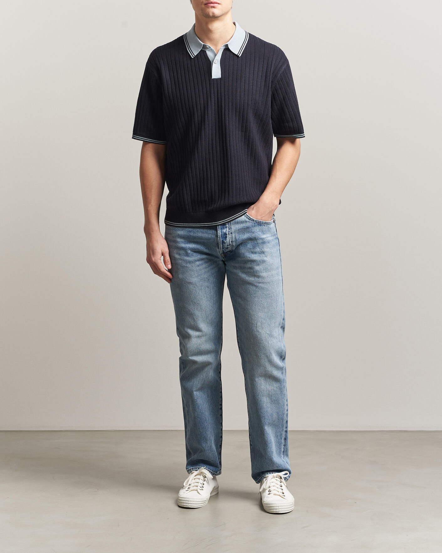 Homme | Polos | PS Paul Smith | Cotton Knitted Polo Navy