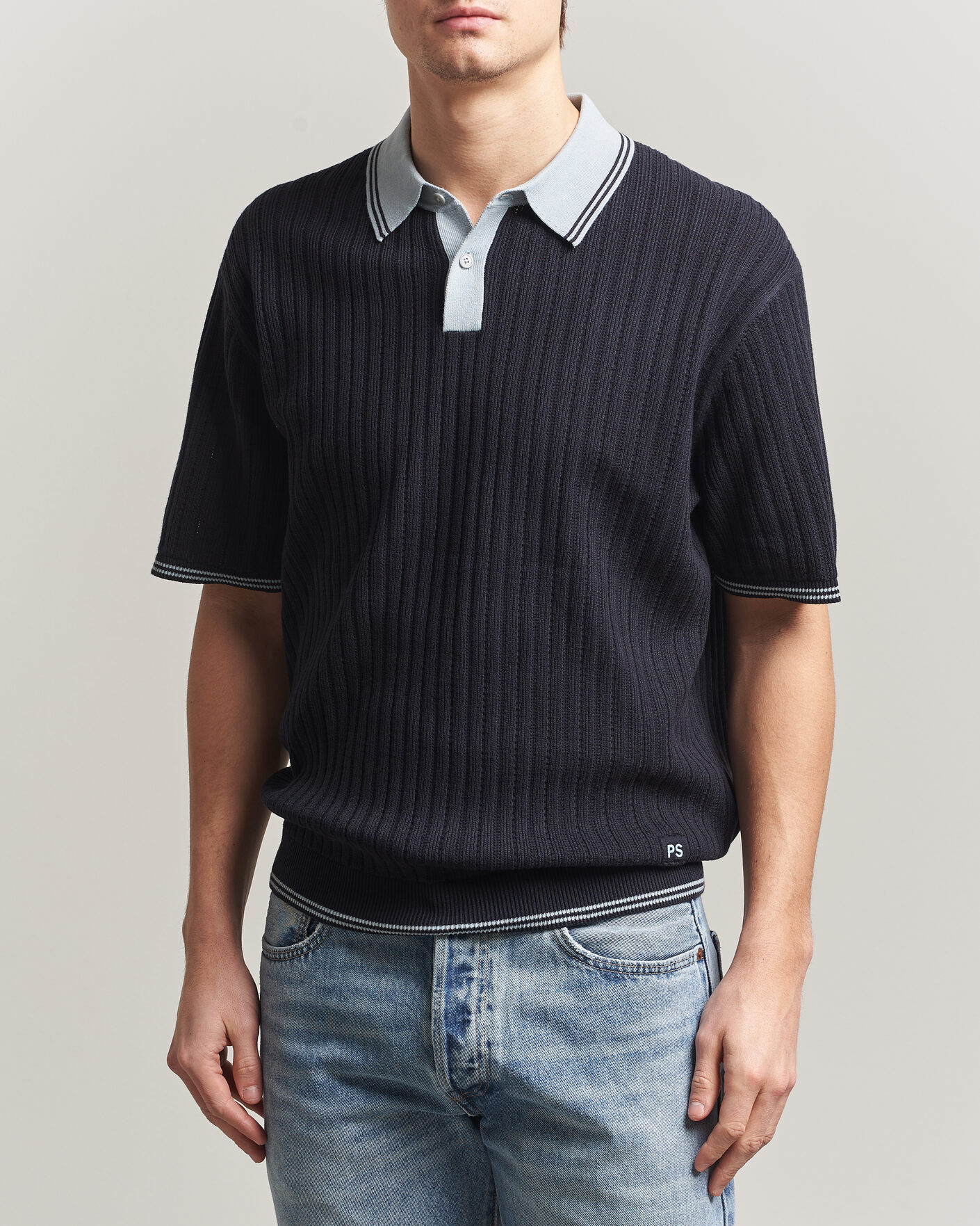 Homme | Polos | PS Paul Smith | Cotton Knitted Polo Navy