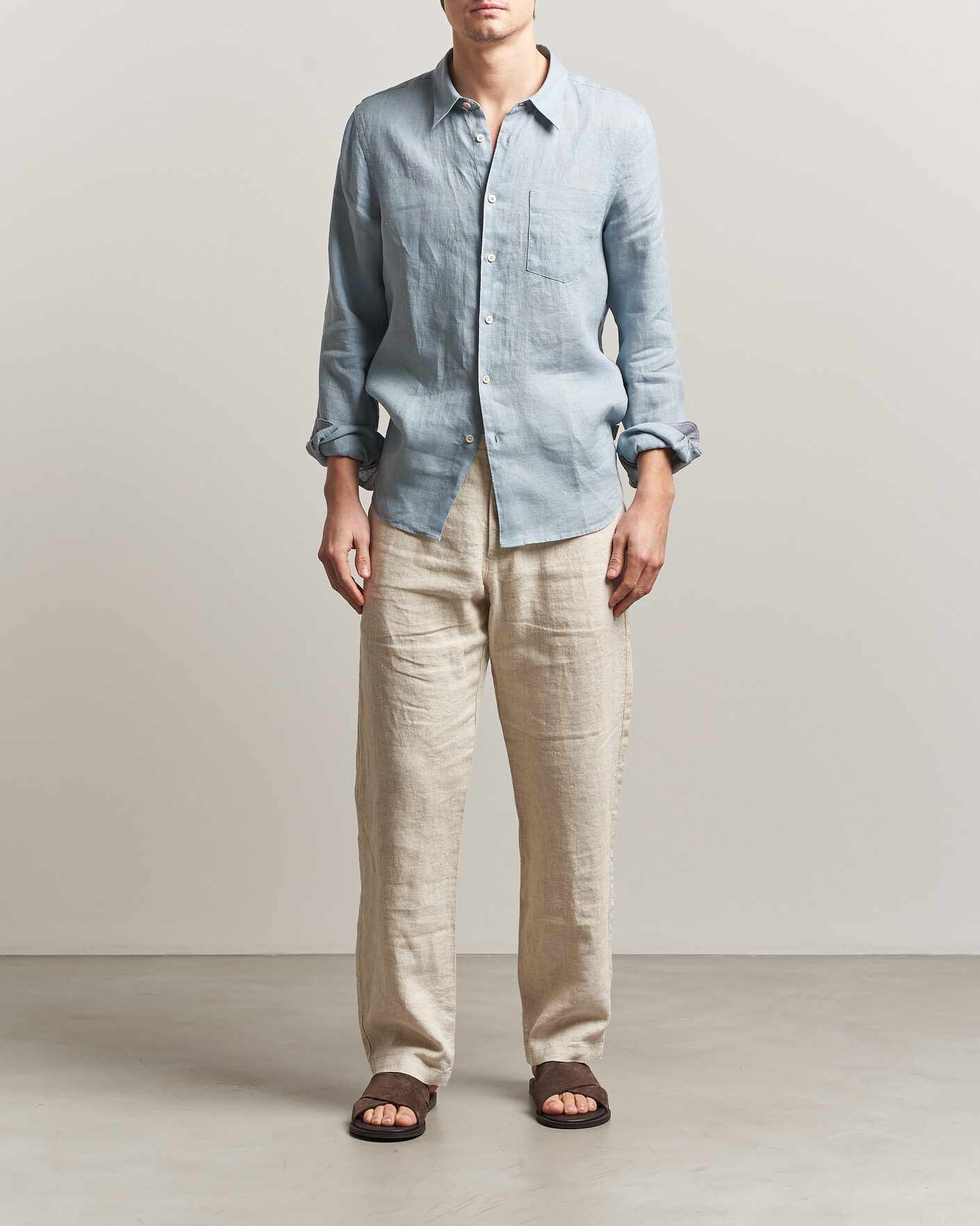 Homme | Chemises | PS Paul Smith | Tailored Fit Linen Shirt Light Blue