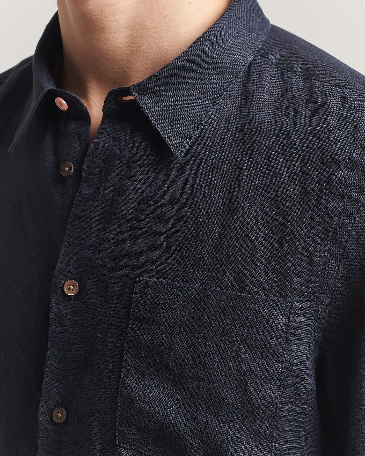 Homme | Chemises | PS Paul Smith | Tailored Fit Linen Shirt Navy