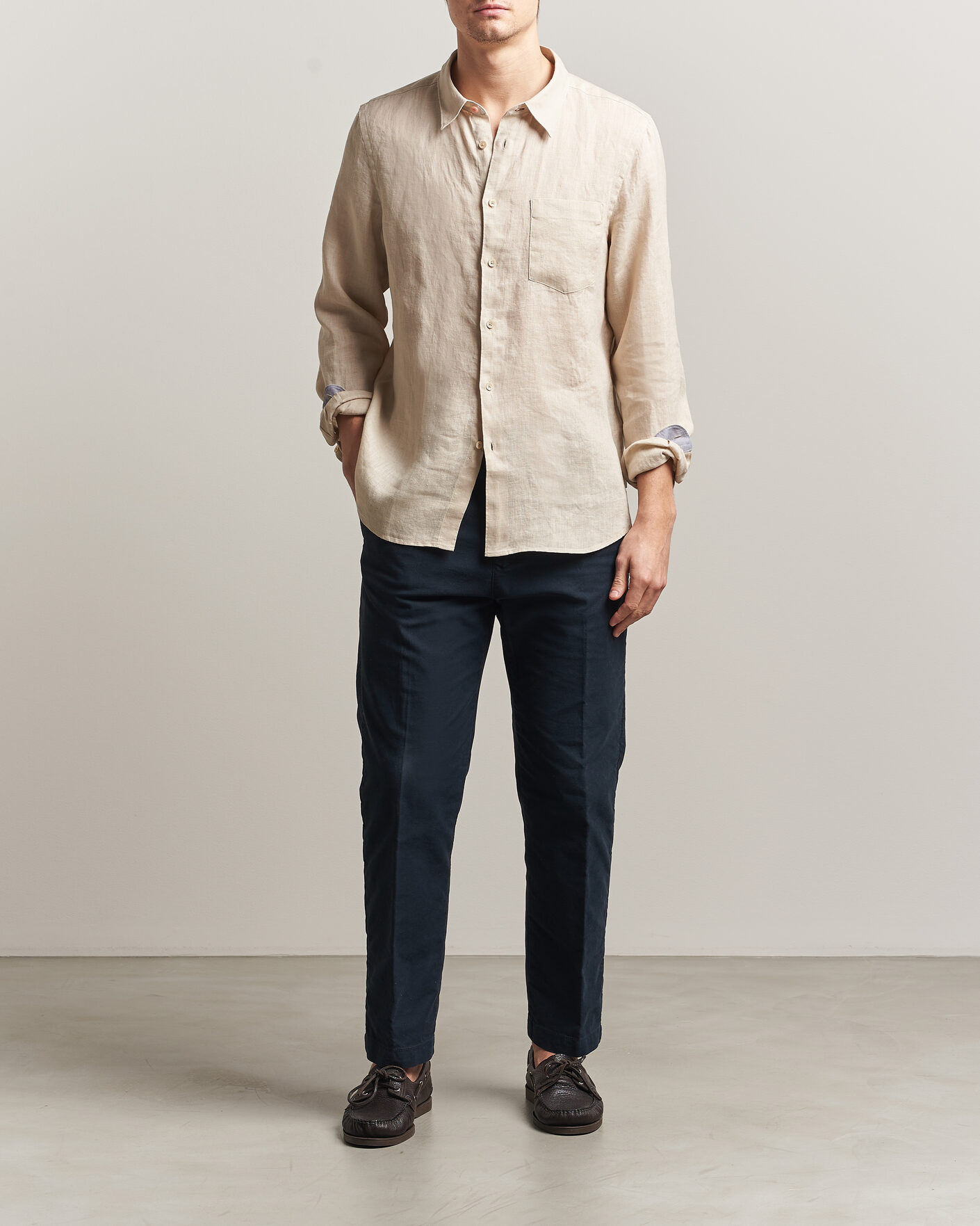 Homme | Chemises | PS Paul Smith | Tailored Fit Linen Shirt Beige