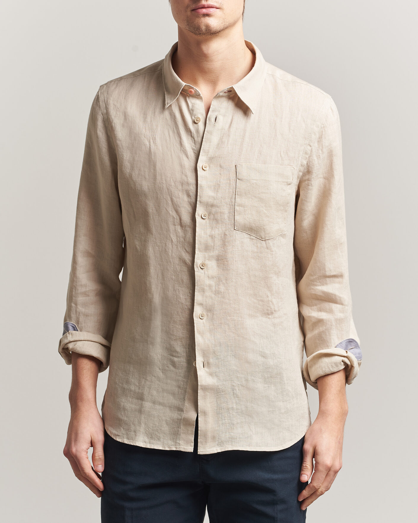 Homme | Chemises | PS Paul Smith | Tailored Fit Linen Shirt Beige
