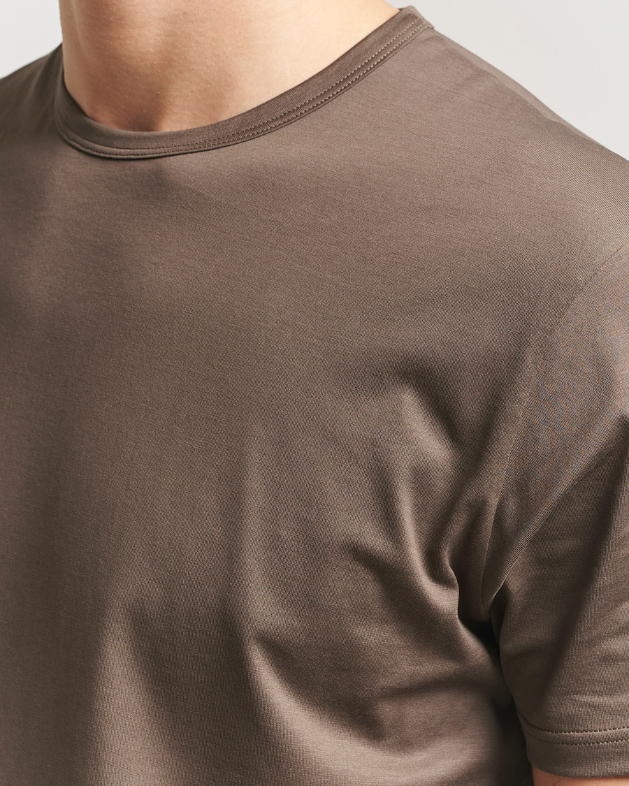 Homme | T-shirts | Sunspel | Crew Neck Q82 Cotton T-Shirt Dark Cedar