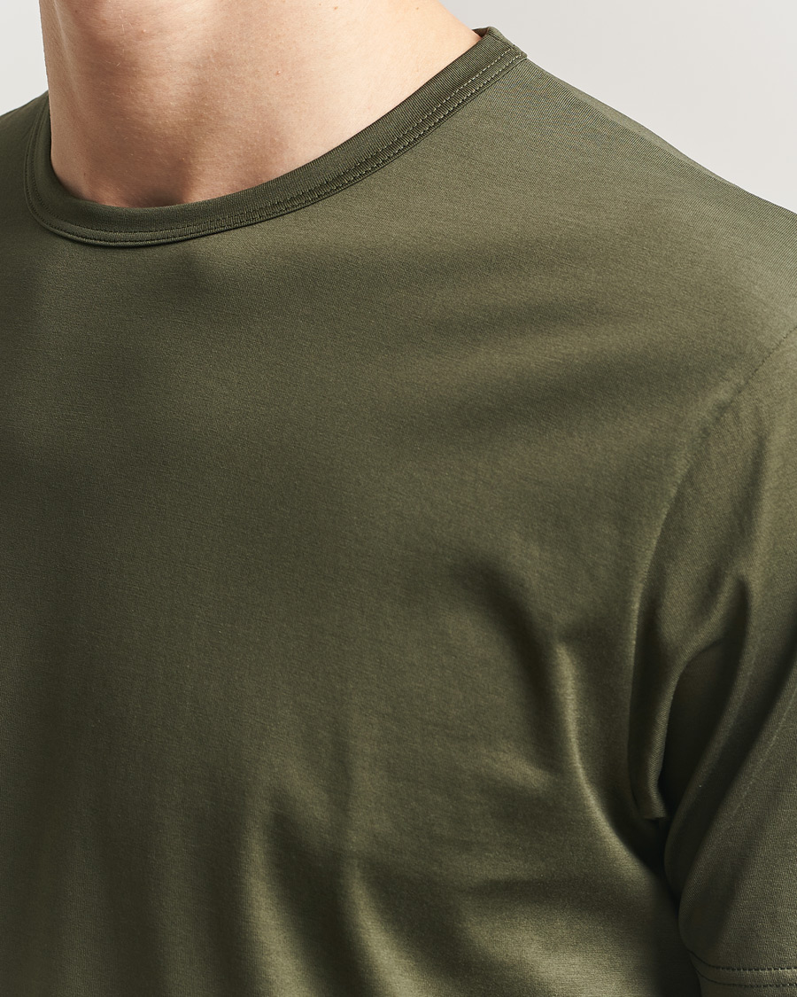 Homme | T-shirts | Sunspel | Crew Neck Q82 Cotton T-Shirt Deep Olive