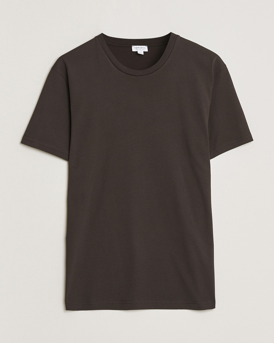 Homme | T-shirts | Sunspel | Riviera Midweight T-Shirt Dark Chocolate
