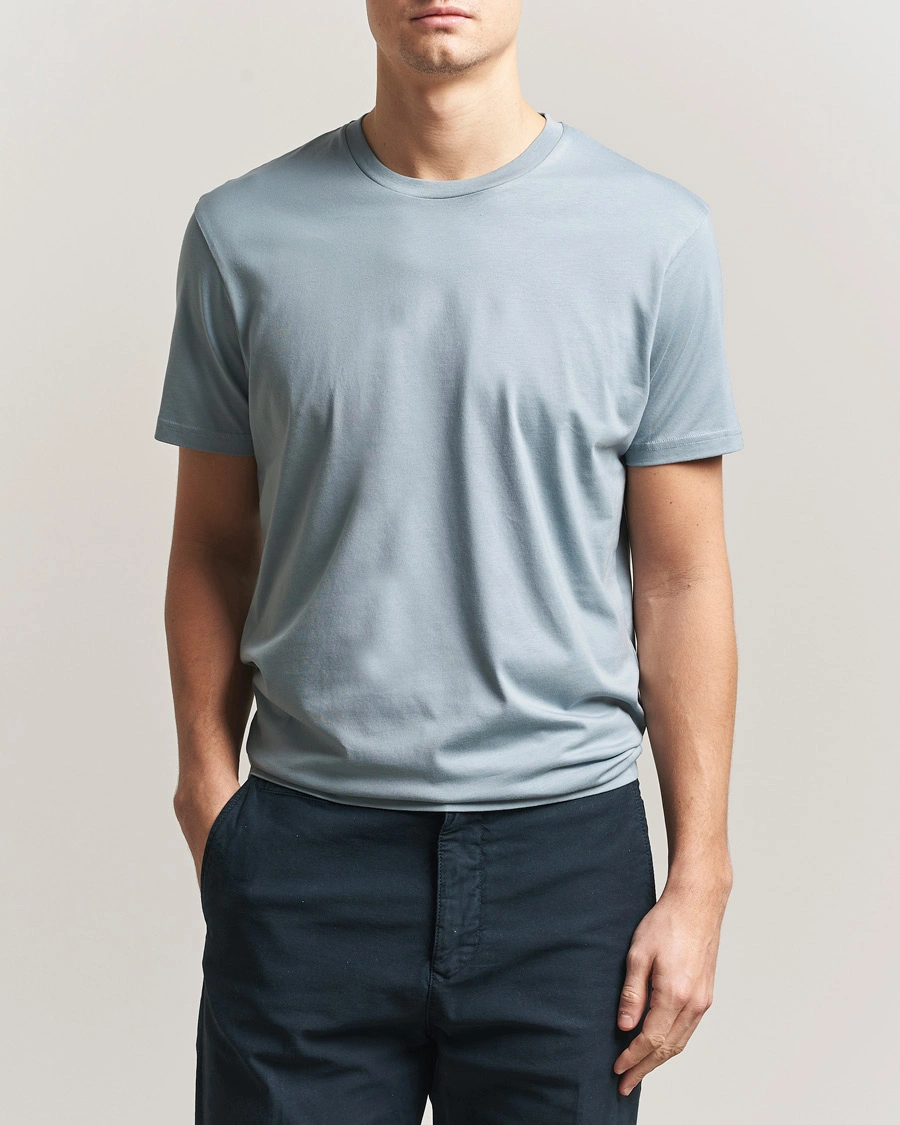 Homme | T-shirts | Sunspel | Riviera Midweight T-Shirt Stone Blue