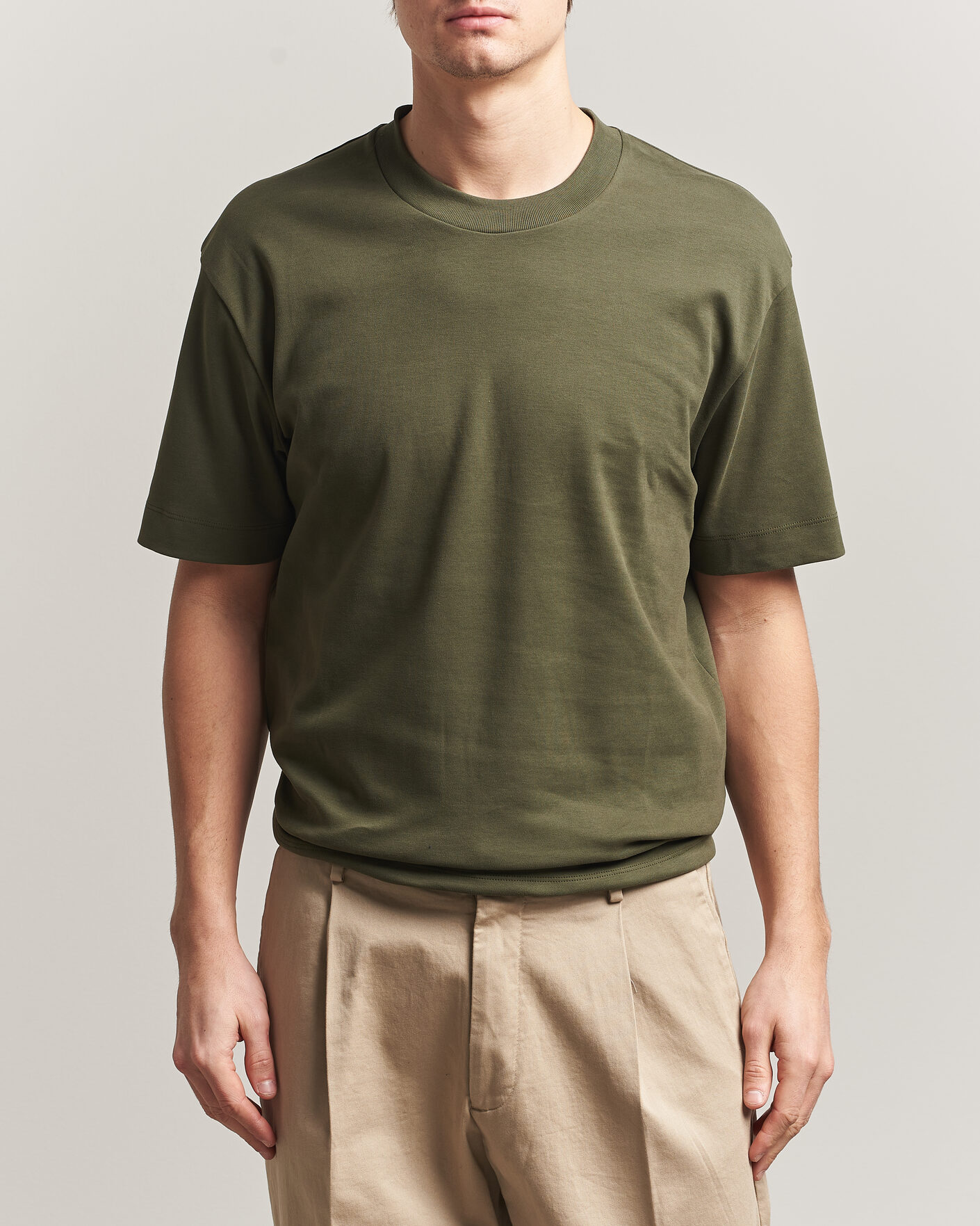 Homme | T-shirts | Sunspel | Heavy Weight Supima Cotton T-Shirt Deep Olive