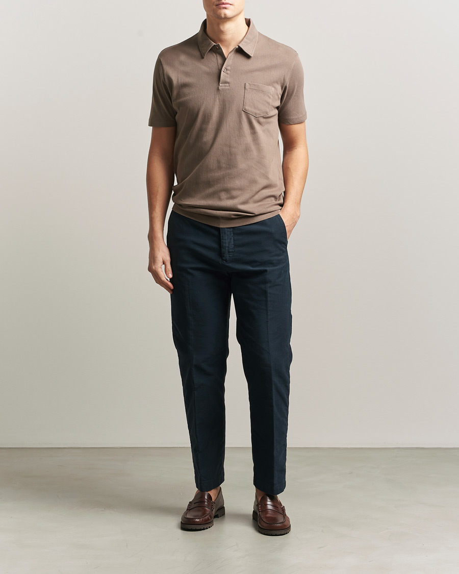 Homme | Polos | Sunspel | Riviera Polo Shirt Dark Cedar