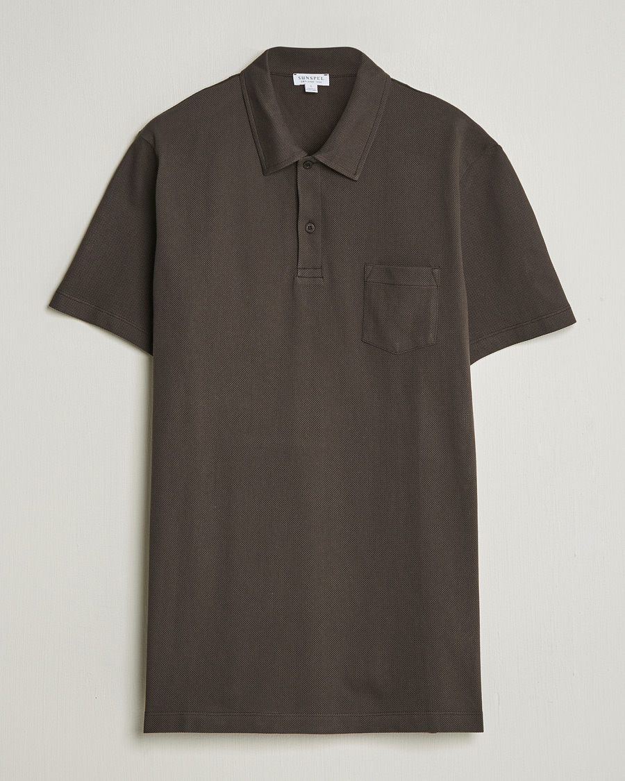 Homme | Polos | Sunspel | Riviera Polo Shirt Dark Chocolate